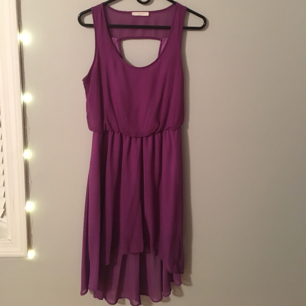 Purple High Low Open Back Dress